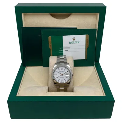 Pre-owned Rolex Datejust 41 126300 Steel Oyster Band White Dial Mens Watch Box Paper