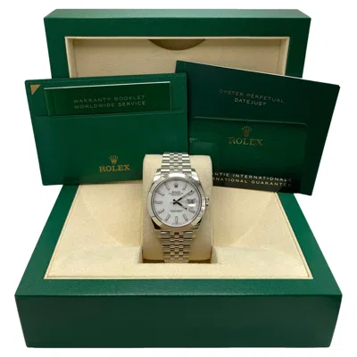 Pre-owned Rolex Datejust 41 126300 Steel White Index Dial Jubilee Automatic Watch B&p