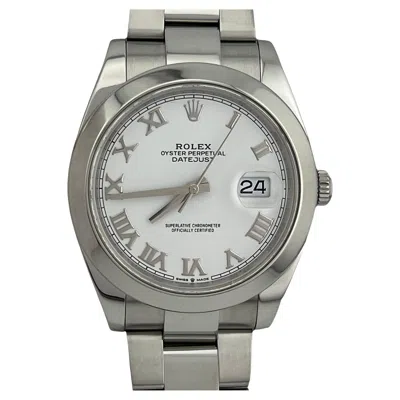 Pre-owned Rolex Datejust 41 126300 White Roman Dial Stainless Steel Box Paper 2021
