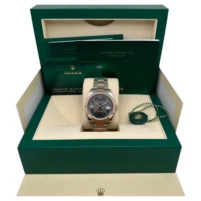Pre-owned Rolex Datejust 41 126301 Steel 18k Rose Gold Wimbledon Dial Watch B&p In Red