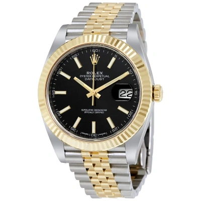 Rolex Datejust 41 Black Dial Steel And 18k Yellow Gold Jubilee Men's Watch 126333bksj In Metallic
