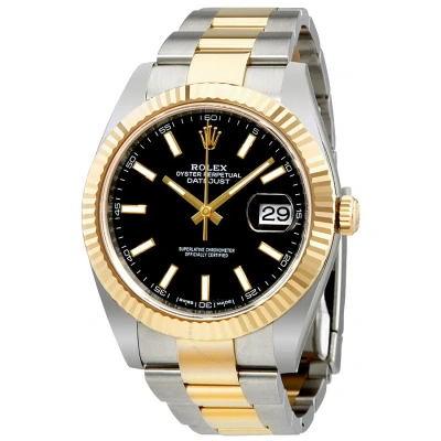 Rolex Datejust 41 Black Dial Steel And 18k Yellow Gold Oyster Men's Watch 12633bkso In Black / Gold / Gold Tone / Yellow