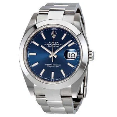 Pre-owned Rolex Datejust 41 Blue Dial Stainless Steel Men's Watch 126300blso