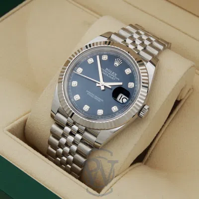 Pre-owned Rolex Datejust 41 Blue Diamond 126334 Fluted Bezel Jubilee Unworn Complete