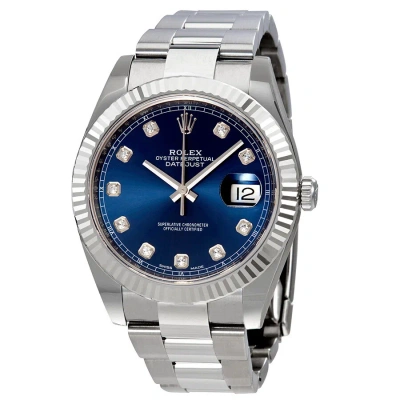 Rolex Datejust 41 Blue Diamond Dial Automatic Men's Watch 126334bldo In White