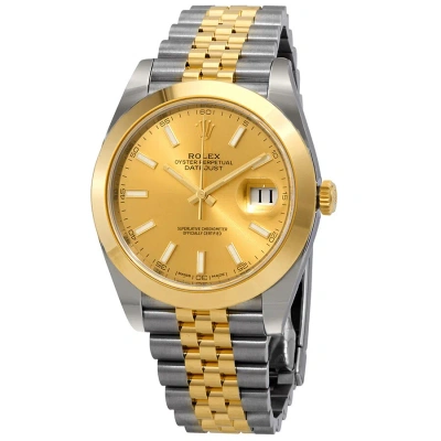 Rolex Datejust 41 Champagne Dial Steel And 18k Yellow Gold Jubilee Bracelet Men's Watch 126303csj In Metallic