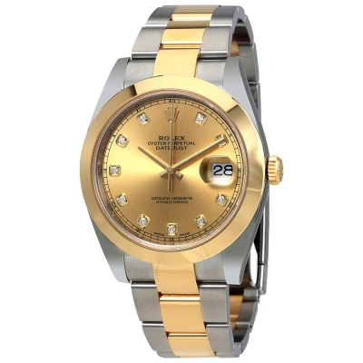Rolex Datejust 41 Champagne Diamond Dial Steel And 18k Yellow Gold Oyster Men's Watch 126303cdo In Metallic