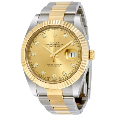 Rolex Datejust 41 Champagne Diamond Dial Steel And 18k Yellow Gold Oyster Men's Watch 12633cdo In Multi