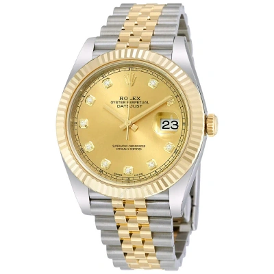 Rolex Datejust 41 Champagne Diamond Steel And 18k Yellow Gold Jubilee Men's Watch 126333cdj In Multi