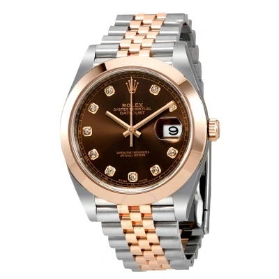 Rolex Datejust 41 Chocolate Brown Dial Steel And 18k Rose Gold Men's Watch 126301chdj In Brown / Chocolate / Gold / Gold Tone / Rose / Rose Gold / Rose Gold Tone