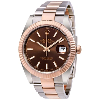 Rolex Datejust 41 Chocolate Dial Steel And 18k Everose Gold Men's Watch 126331chso In Brown