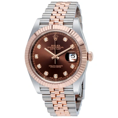 Rolex Datejust 41 Chocolate Diamond Dial Steel And 18k Everose Gold Jubilee Men's Watch 126331chdj In Metallic