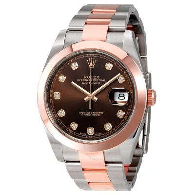 Rolex Datejust 41 Chocolate Diamond Dial Steel And 18k Rose Gold Men's Watch 126301chdo In Brown