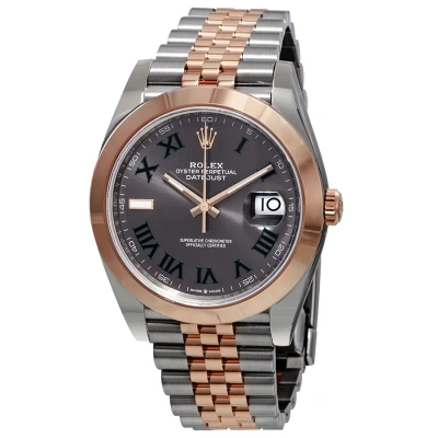 Rolex Datejust 41 Grey Dial Men's Steel And 18k Everose Gold Jubilee Watch 126301gyrj In Gold / Grey / Rose / Rose Gold