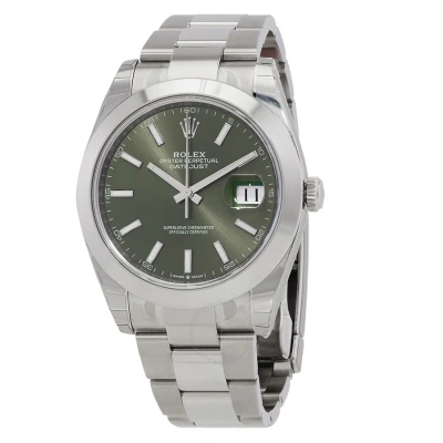 Rolex Datejust 41 Mint Green Dial Automatic Men's Oyster Watch M126300-0019 In Metallic