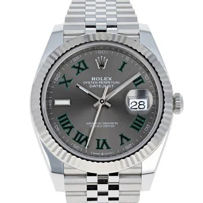 Pre-owned Rolex Datejust 41 Mm 126334 Wimbledon Jubilee 2024 March Slate Roman