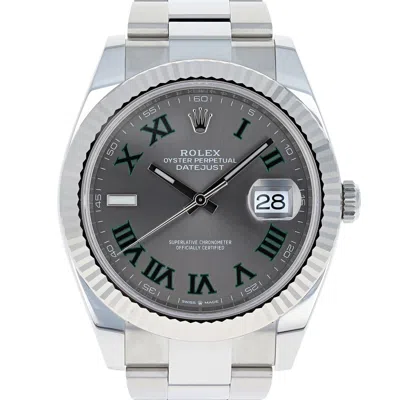 Pre-owned Rolex Datejust 41 Mm 126334 Wimbledon Unworn 2024 Slate Roman Oyster