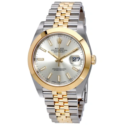 Rolex Datejust 41 Silver Dial Steel And 18k Yellow Gold Jubilee Bracelet Men's Watch 126303ssj In Metallic
