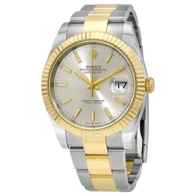 Rolex Datejust 41 Silver Dial Steel And 18k Yellow Gold Oyster Men's Watch 12633sso In Multi