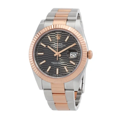 Rolex Datejust 41 Slate Fluted Motif Dial Automatic Men's Steel And 18kt Everose Gold Oyster Watch M In Metallic