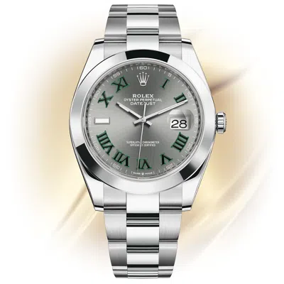 Pre-owned Rolex Datejust 41 Smooth Bezel Wimbledon Oyster 126300 Unworn 2022