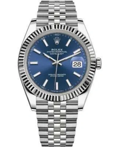 Pre-owned Rolex Datejust 41 Steel & White Gold Blue Index Men's Watch M126334-0002