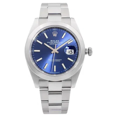 Pre-owned Rolex Datejust 41 Steel Blue Dial Oyster Band Automatic Mens Watch 126300