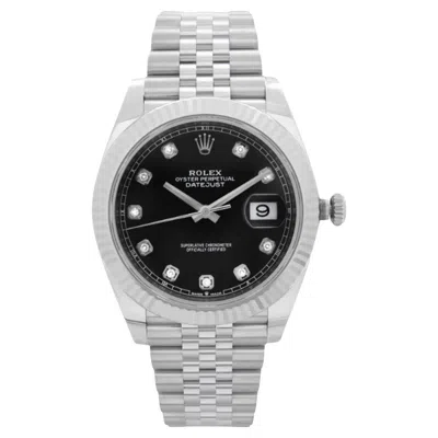 Pre-owned Rolex Datejust 41 Steel Jubilee Black Diamond Dial Automatic Mens Watch 126334