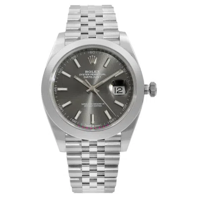 Pre-owned Rolex Datejust 41 Steel Rhodium Index Dial Smooth Jubilee Automatic Watch 126300 In Multi