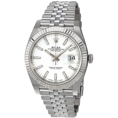 Rolex Datejust 41 White Dial Automatic Men's Watch 126334wsj In Metallic