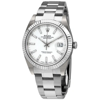 Rolex Datejust 41 White Dial Oyster Automatic Men's Watch 126334wso In Metallic