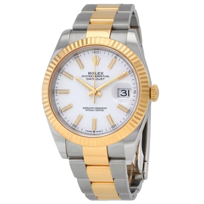 Rolex Datejust 41 White Dial Steel And 18k Yellow Gold Oyster Men's Watch 126333wso In Gold / Gold Tone / White / Yellow