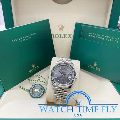 Pre-owned Rolex Datejust 41mm 126334 Fluted Bezel Rhodium Index Dial Jubilee Bracelet