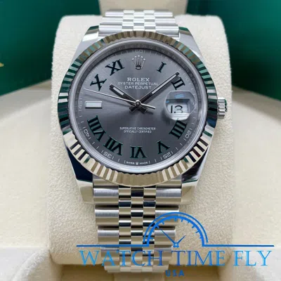 Pre-owned Rolex Datejust 41mm 126334 Fluted Bezel Wimbledon Dial Jubilee Bracelet