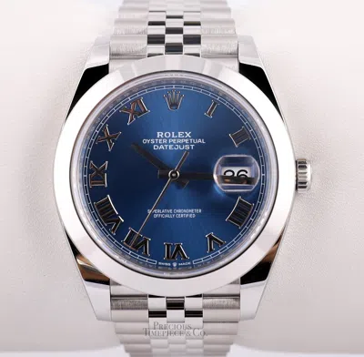 Pre-owned Rolex Datejust 41mm Steel 126300 Blue Azure Roman Jubilee 2022 Brand