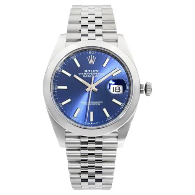 Pre-owned Rolex Datejust 41mm Steel Blue Index Dial Jubilee Smooth Automatic Watch 126300