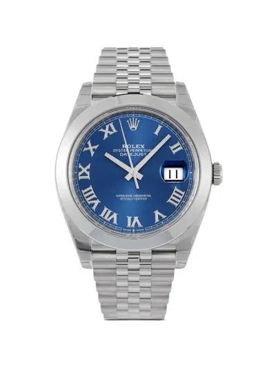 Pre-owned Rolex Datejust 41mm Watch In Blue