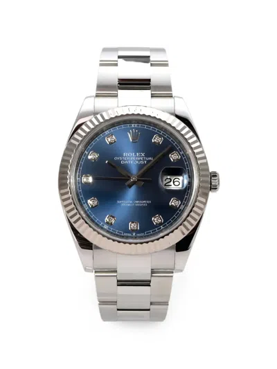 Pre-owned Rolex Datejust 41mm Watch In Blue