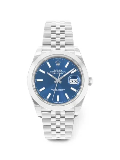 Pre-owned Rolex Datejust 41mm Watch In Blue