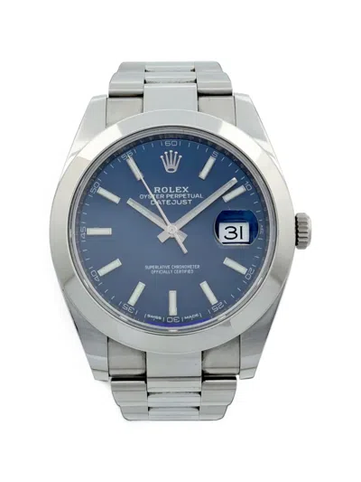 Pre-owned Rolex Datejust 41mm Watch In Blue