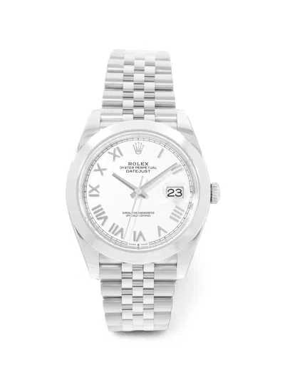 Pre-owned Rolex Datejust 41mm Watch In White