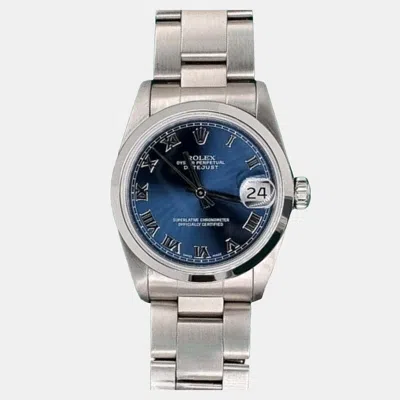 Pre-owned Rolex Datejust 68240 Automatic Blue Stainless Steel Women's Wristwatch 31 Mm