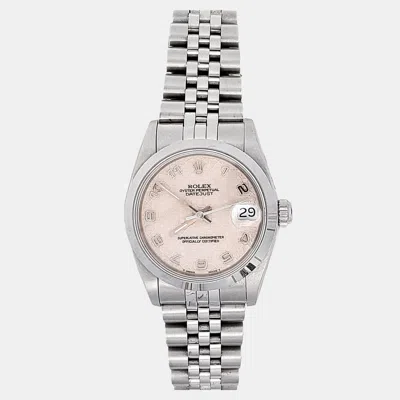 Pre-owned Rolex Datejust 68240 Automatic Cream Stainless Steel Women's Wristwatch 31 Mm In White