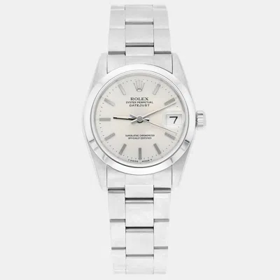Pre-owned Rolex Datejust 68240 Automatic Silver Stainless Steel Women's Wristwatch 31 Mm