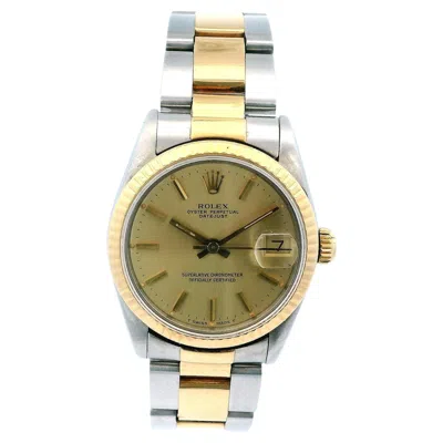 Pre-owned Rolex Datejust 68273 Midsize Champagne Dial Ladies Watch In Multi