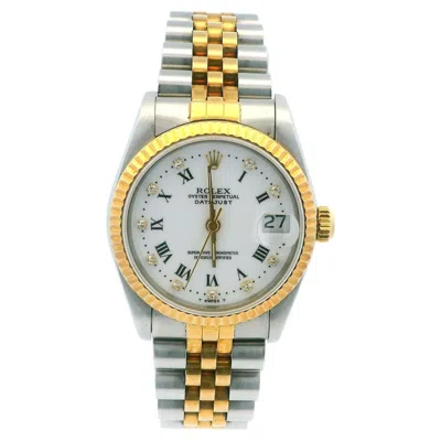 Pre-owned Rolex Datejust 68273 Midsize Steel Yellow Gold Roman & Diamond Dial Watch