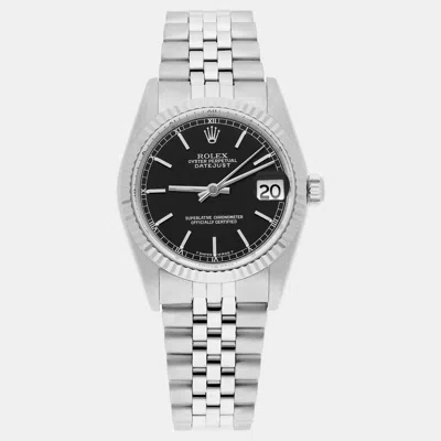 Pre-owned Rolex Datejust 68274 Automatic Black Stainless Steel Women's Wristwatch 31 Mm