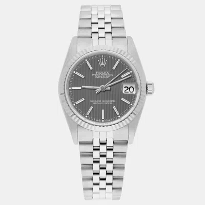 Pre-owned Rolex Datejust 68274 Automatic Grey Stainless Steel Women's Wristwatch 31 Mm In Gray