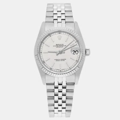 Pre-owned Rolex Datejust 68274 Automatic Silver Stainless Steel Women's Wristwatch 31 Mm