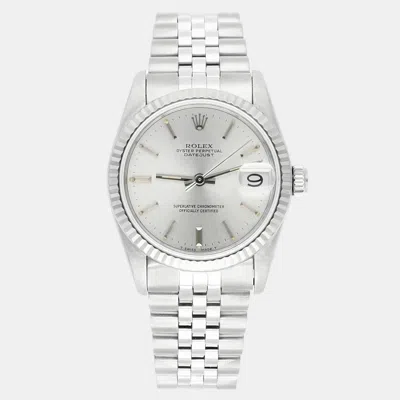 Pre-owned Rolex Datejust 68274 Automatic Silver Stainless Steel Women's Wristwatch 31 Mm